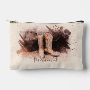 Pochette À Accessoires Bottes de mariage au pied du tas de bois Aquarelle