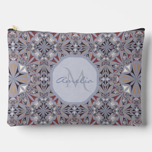 Pochette À Accessoires Bourgogne et Gris Motif Élégant Personnalisé (Recto)