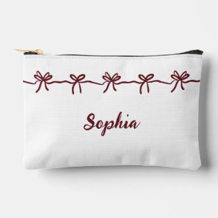 Pochette À Accessoires Bourgogne Nœud Demoiselle d'Honneur Écriture Moder