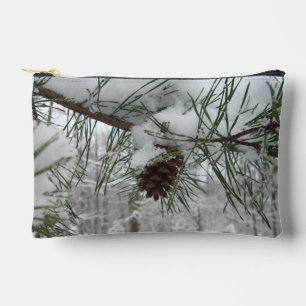 Pochette À Accessoires Branche des pins neigeux Photographie de la nature