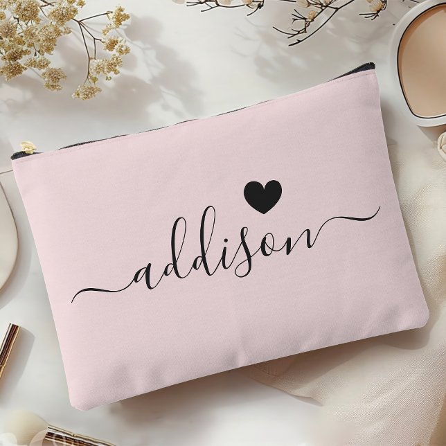 Pochette À Accessoires Bridesmaid Script moderne Blush Coeur rose (Créateur téléchargé)