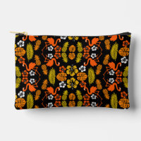 Bright Orange Floral Tropical Motif