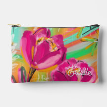 Bright Pink Colourful Floral Print Cut Sew Bag