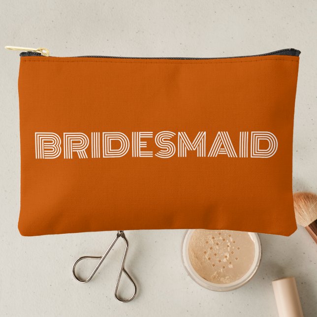 Pochette À Accessoires Brûler Orange Moderne Typographie Bridesmaid (In Situ Makeup)