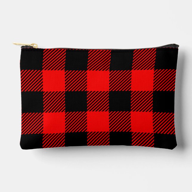 Pochette À Accessoires Buffalo Check Rouge et Noir Lumberjack Plaid Decor (Recto)