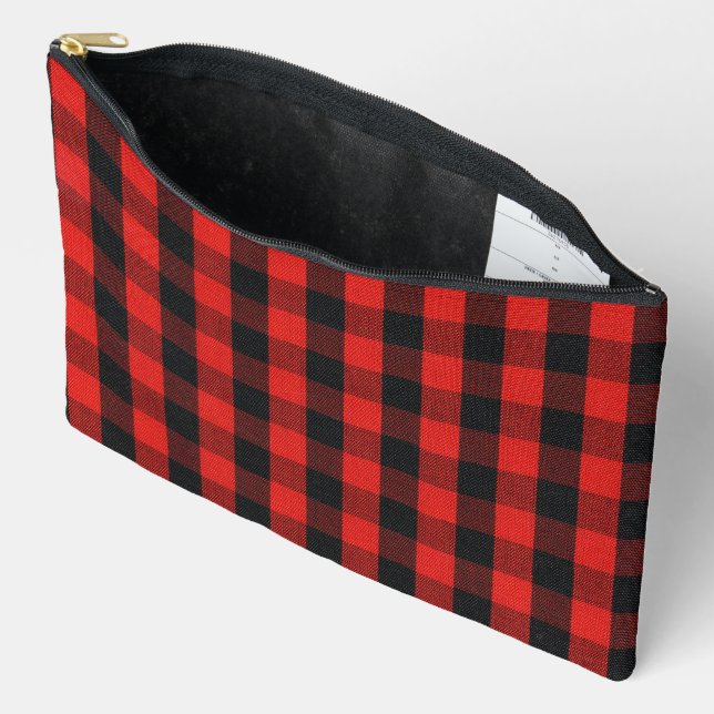 Pochette À Accessoires Buffle noir rouge plaqué (Ouvrir)