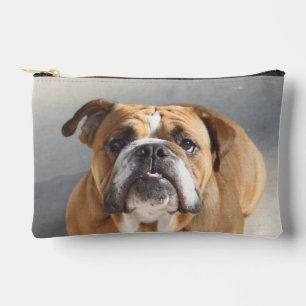 Pochette À Accessoires Bulldog Face - Bulldog anglais, Brown