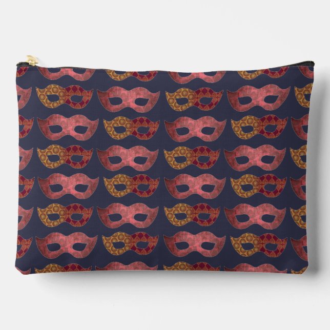 Pochette À Accessoires Burgundy Masquerade Masks Pattern (Recto)