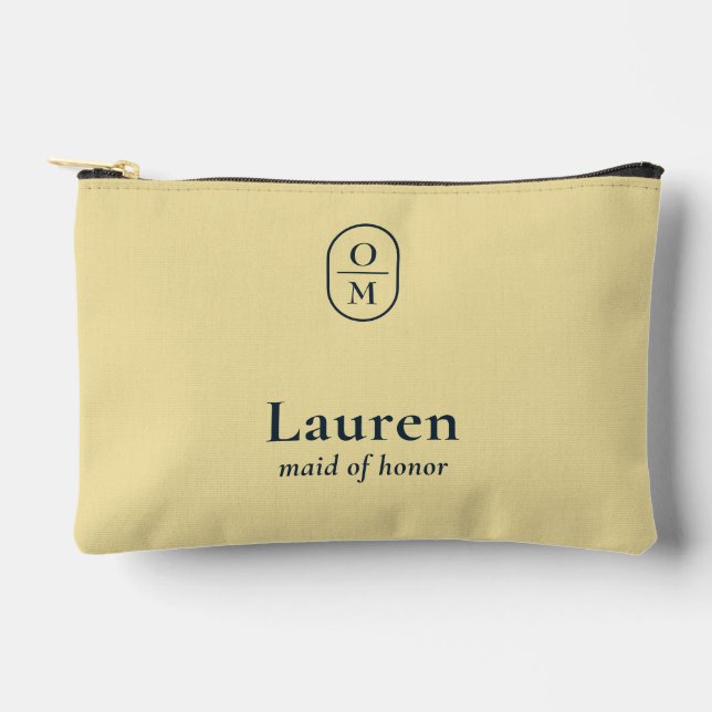 Pochette À Accessoires Butter yellow | Wedding Monogram Bridesmaid Gift  (Recto)