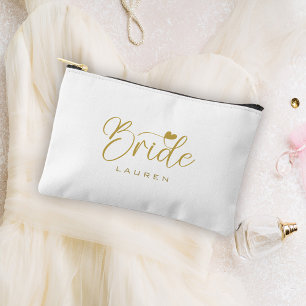 Pochette À Accessoires Cadeau de Mariée Élégant Écriture Or Nom Cosmétiqu