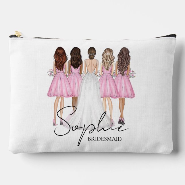 Pochette À Accessoires Cadeau personnalisé de demoiselle d'honneur avec n (Recto)