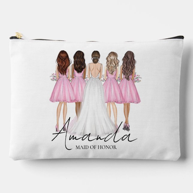 Pochette À Accessoires Cadeau Personnalisé de Demoiselle d'Honneur Nom Pe (Recto)