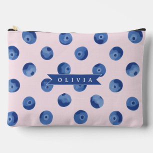 Pochette À Accessoires Cadeau Personnalisé Joli Aquarelle Myrtille Nom