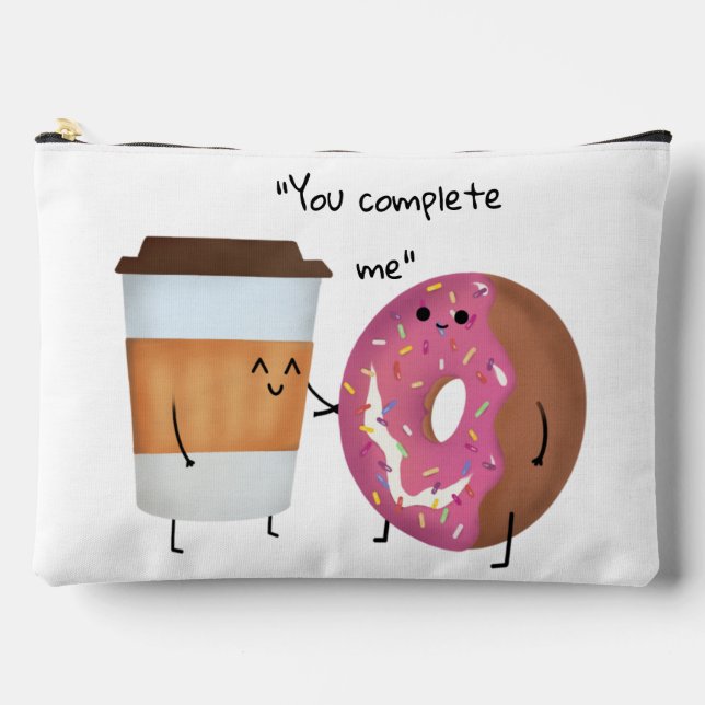 Pochette À Accessoires Café mignon et Donut Complet Couple (Recto)