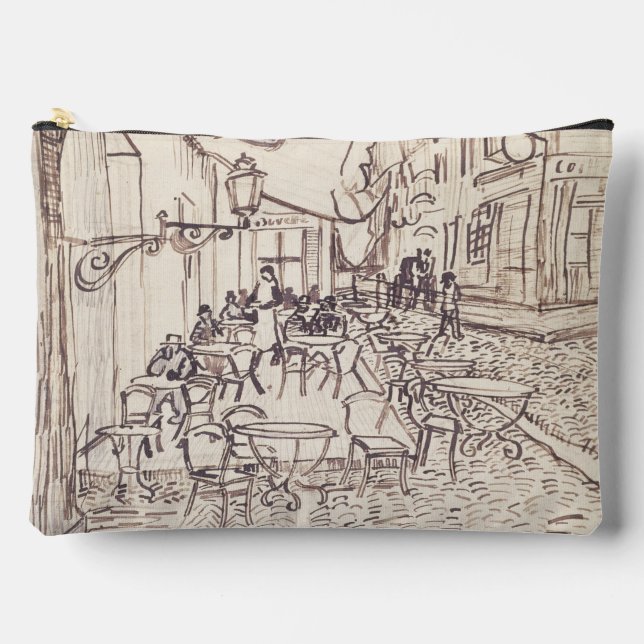 Pochette À Accessoires Café Terrasse en soirée, Dessin d'art, Van Gogh (Recto)