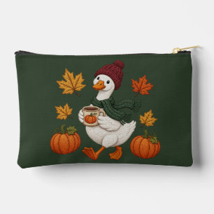 Pochette À Accessoires Canard automnal cosy avec feuilles de café à la ci