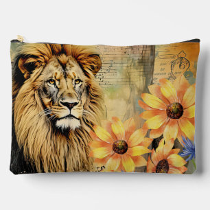 Pochette À Accessoires Captivant Tête de Lion & Tournesols Poche cosmétiq