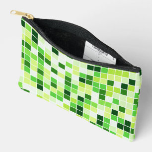 Pochette À Accessoires Carreaux de Piscine, Carreaux de Mosaïque Verts, M