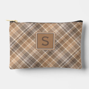 Pochette À Accessoires Carreaux Gingham Beige Brun Taupe Neutre Motif