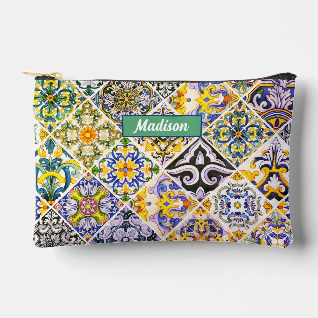 Pochette À Accessoires carreaux méditerranéens mexicains, marocains, sici (Recto)