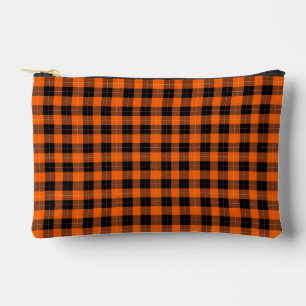 Pochette À Accessoires Carreaux plaid orange et noir audacieux
