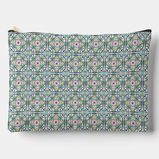 Pochette À Accessoires Carrelage rose et bleu (Recto)