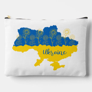 Pochette À Accessoires Carte de l'Ukraine avec tournesol et drapeau ukrai