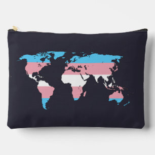 Pochette À Accessoires Carte du monde de la fierté transgenre