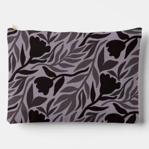 Pochette À Accessoires Cascade de fleurs sauvages Noir & Lavande foncée