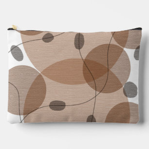 Pochette À Accessoires Cercles Abstraits en Brown, Tan et Grey
