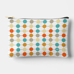 Pochette À Accessoires Cercles Crème Turquoise Orange Grille Mi-Siècle