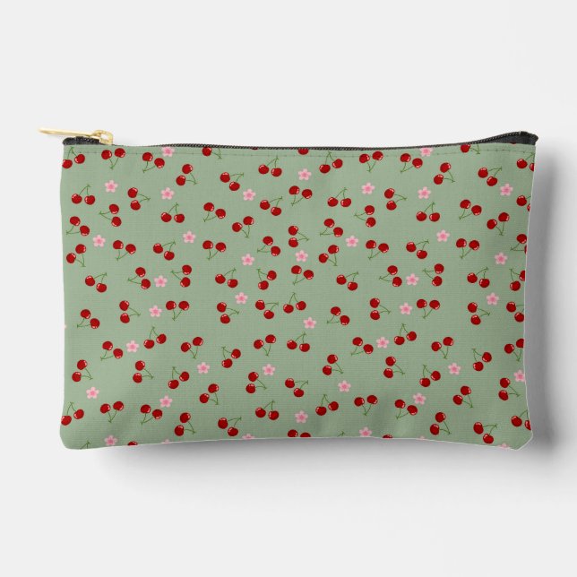 Pochette À Accessoires Cerises Et Fleurs (Recto)