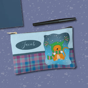 Pochette À Accessoires Chat de dessin dans la poche à crayon bleu neige