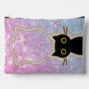 Pochette À Accessoires Chat noir caché qui regarde discrètement Amoureux