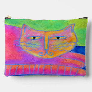 Pochette À Accessoires Chat rose chaud Art Abstrait