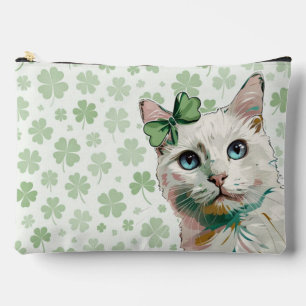 Pochette À Accessoires Chat shamrock aux yeux bleus