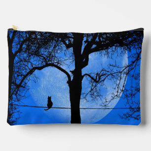 Pochette À Accessoires Chat sur une lune bleue fil