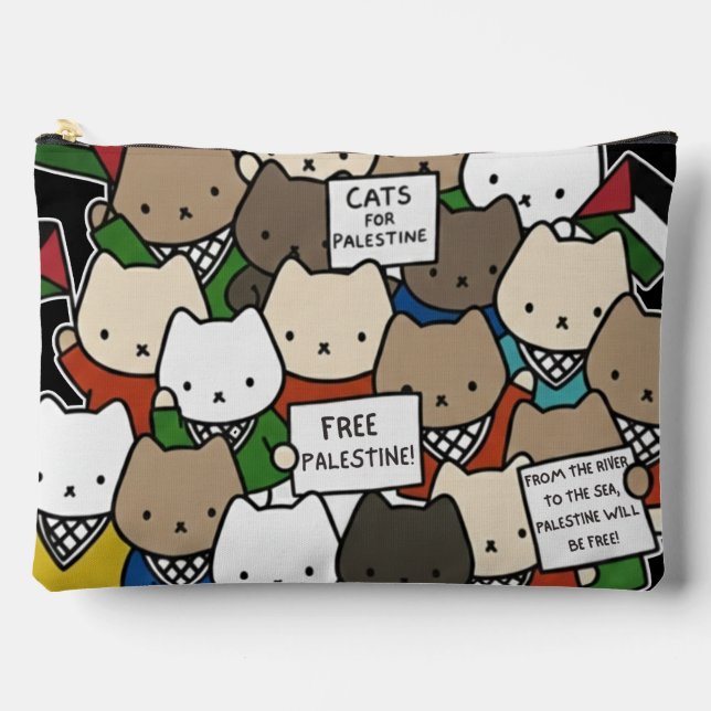 Pochette À Accessoires Chats pour la Palestine – Chats Kawaii pour la Jus (Recto)