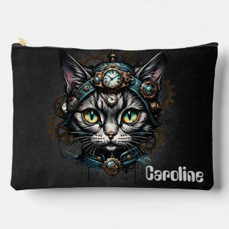 Pochette À Accessoires Chatte steampunk mignonne avec des horloges et des
