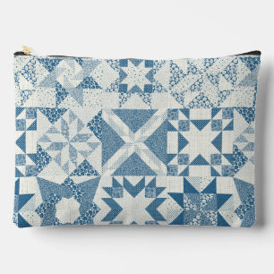 Pochette À Accessoires Cheater Traditionnel Patchwork Stars Quilt Blue