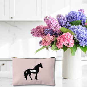 Pochette À Accessoires Cheval Noir & MAMA, Anniversaire, Joli Rose
