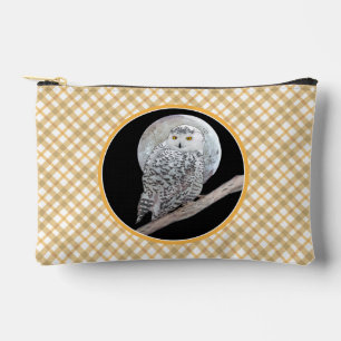Pochette À Accessoires Chevêche des neiges et peinture de lune Oiseaux sa