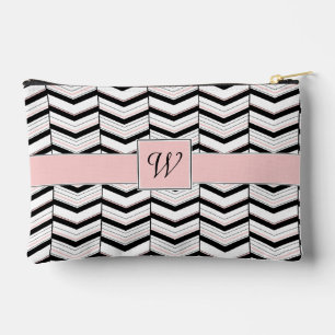 Pochette À Accessoires Chevron noir blanc et blanc