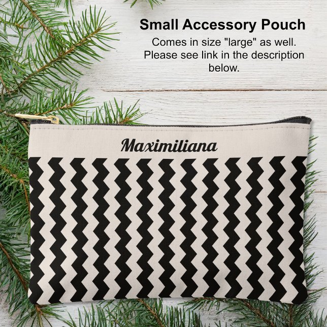 Pochette À Accessoires Chevrons au charbon de bois et ciment - PETITE val (Small Accessory Pouch - Charcoal and Cement Chevrons by Leapfroglisics Shop)