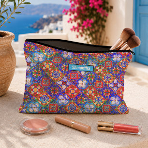 Pochette À Accessoires Chic carreaux bleus violets talavera mexicains mon