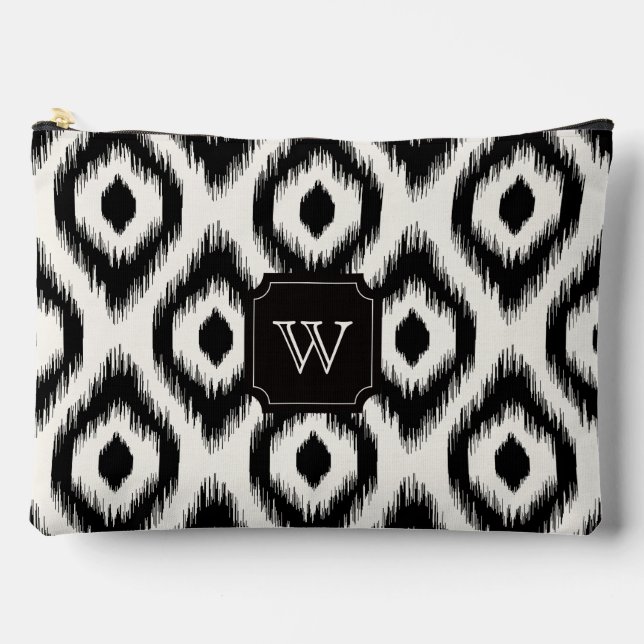 Pochette À Accessoires Chic chic noir diamant ivoire Ikat Monogramme (Recto)