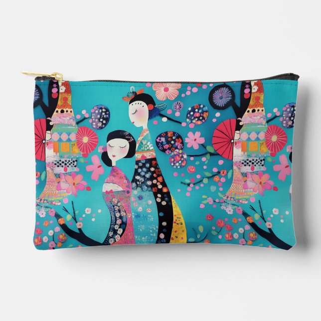 Pochette À Accessoires Chic geisha turquoise (Recto)