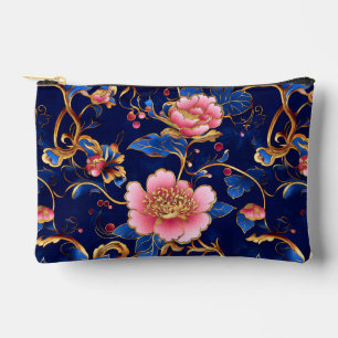 Pochette À Accessoires Chic rose cobalt bleu motif floral