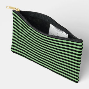 Pochette À Accessoires Chic vert et noir rayé