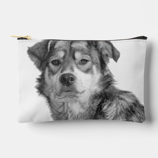 Pochette À Accessoires Chien de grande race mixte monochrome raffiné (Recto)